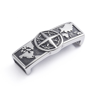 Retro 304 Stainless Steel Slide Charms/Slider Beads STAS-L243-024AS-1