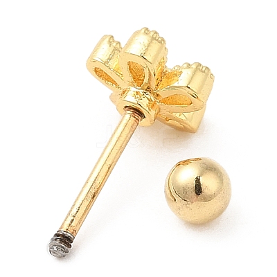 Brass Micro Pave Clear Cubic Zirconia Stud Earrings LS-EJEW-L265-02G-1