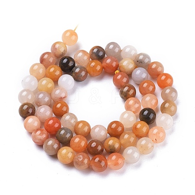 Natural Golden Silk Jade Beads Strands G-K410-07-6mm-1