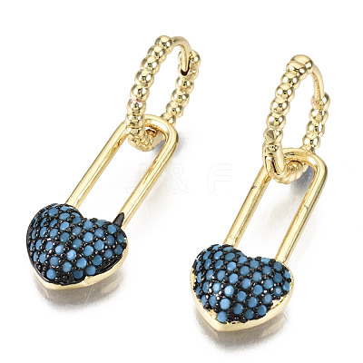 Brass Micro Pave Cubic Zirconia Dangle Huggie Hoop Earrings EJEW-S208-109A-NF-1