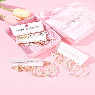 5 Sets 5 Colors Alloy Hoop Earring Sets EJEW-FS0001-23B-1