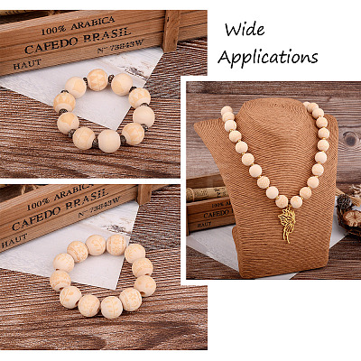 100Pcs 10 Style Unfinished Natural Wood European Beads WOOD-TA0001-55-1