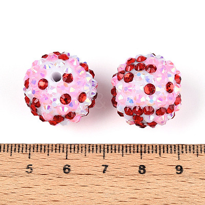 Valentine's Day Theme Round Resin Rhinestone Beads OACR-T028-66B-1