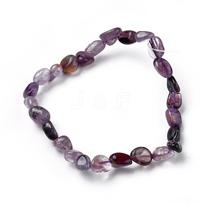 Natural Auralite Bead Stretch Bracelets X-BJEW-K213-63-1