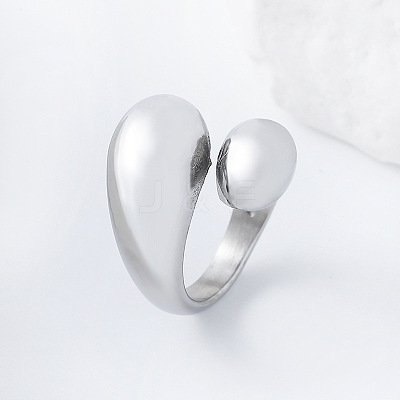 304 Stainless Steel Cuff Open Rings for Women AP0200-2-1