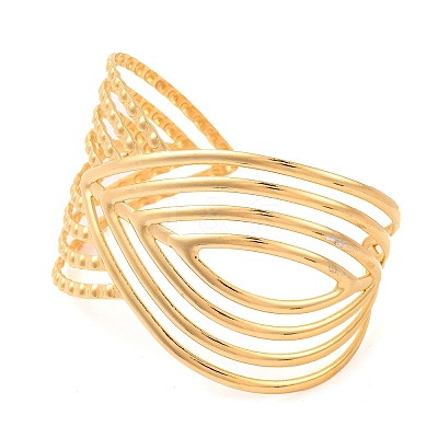 304 Stainless Steel Open Cuff Bangles for Women BJEW-G711-01G-G-1