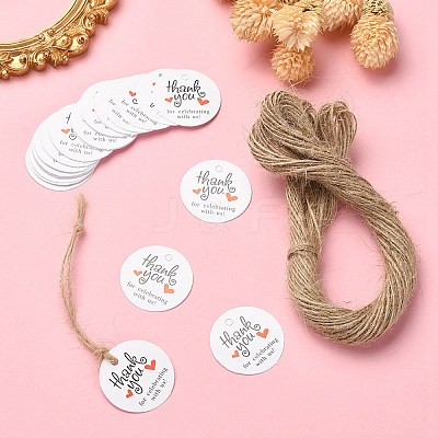100Pcs Thanksgiving Themed Round Dot Paper Hang Gift Tags CDIS-YW0001-10B-1