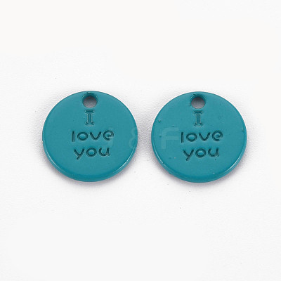 Spray Painted Alloy Charms for Valentine's Day PALLOY-Q433-027A-RS-1