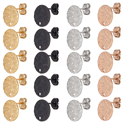 48Pcs 4 Colors Ion Plating(IP) 304 Stainless Steel Stud Earring Findings STAS-ME0001-43-1