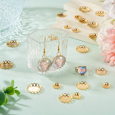 60Pcs 6 Style 304 Stainless Steel Cabochon Settings STAS-CD0001-11-1