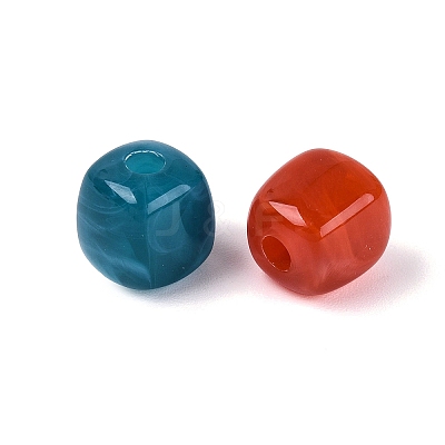 Two Tone Opaque Acrylic Beads OACR-Q205-04-1