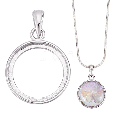 1Pc 925 Sterling Silver Pendant Cabochon Settings STER-BC0002-78A-1