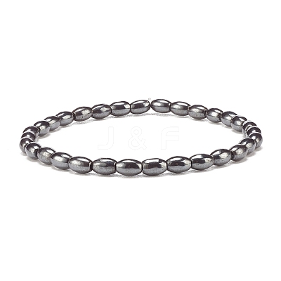 Synthetic Hematite Oval Beaded Stretch Bracelet BJEW-JB07897-03-1