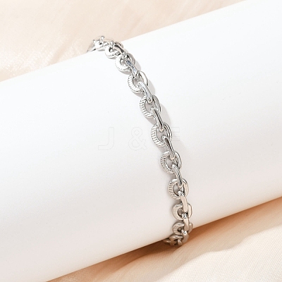 201 Stainless Steel Cuba Style Chian Bracelet for Men BJEW-B138-06P-01-1