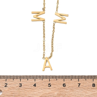 Mother's Day 304 Stainless Steel Pave Clear Cubic Zirconia Word MAMA Shape Pendant Necklaces for Women NJEW-F374-01G-1