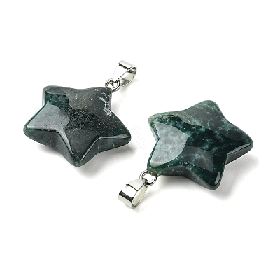 Natural Moss Agate Pendants GG-K002-10P-1