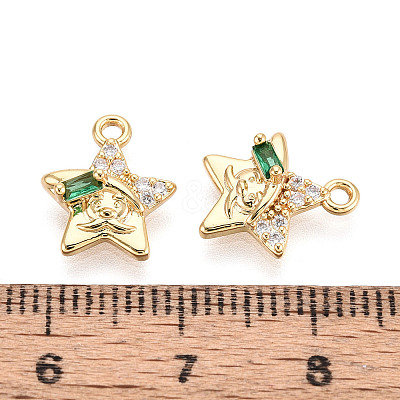 Brass Micro Pave Cubic Zirconia Charms KK-N263-143B-G-1