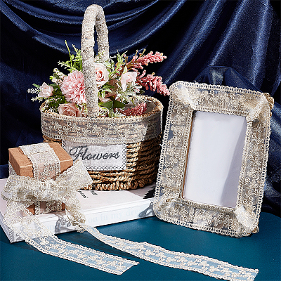 Polyester Hollow Embroidered Lace Trim OCOR-WH0079-13A-1