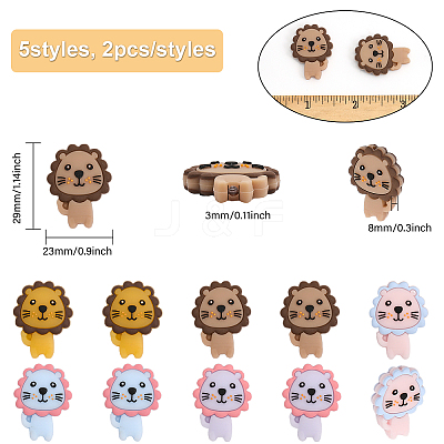 10pcs 5 colors Food Grade Eco-Friendly Silicone Beads SIL-CA0002-19-1