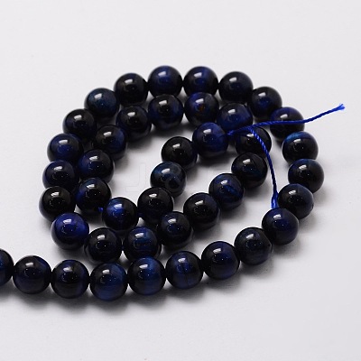 Natural Tiger Eye(Dyed & Heated) Round Beads Strands G-E329-8mm-40B-1