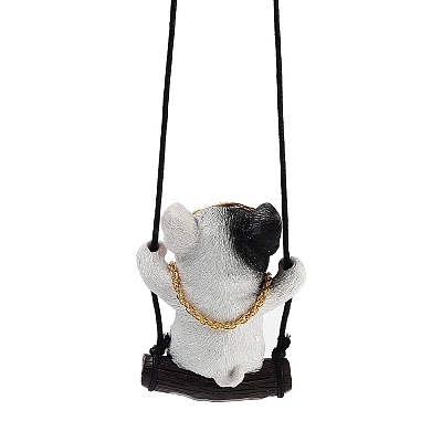 Cute Resin Swinging Bulldog Pendant Decorations HJEW-A010-01B-1