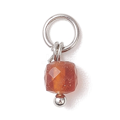 Natural Mixed Gemstone Faceted Cube Charms PALLOY-JF04818-1