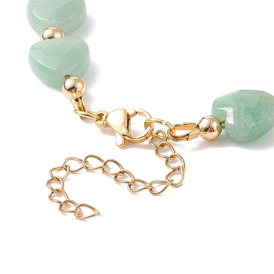Natural Green Aventurine Heart Beaded Bracelet BJEW-JB08697-03-1
