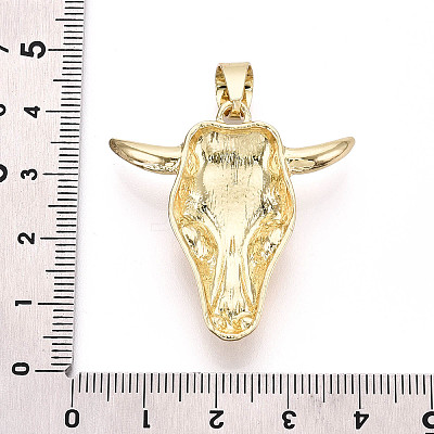Brass and Synthetic Turquoise Pendants KK-T079-03A-G-1