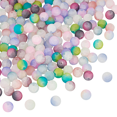 200Pcs 10 Colors Crackle Glass Beads Strands GLAA-TA0003-31B-1