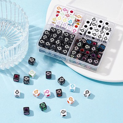 160Pcs 4 Styles Craft Style Acrylic Beads MACR-YW0002-73-1