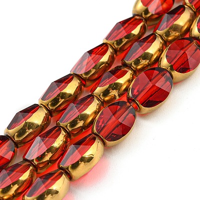 Electroplate Transparent Glass Beads Strands EGLA-G037-03A-HP-1