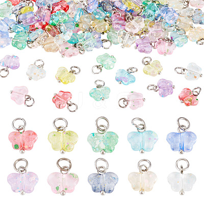 100Pcs 10 Style Transparent Acrylic Pendants PALLOY-TAC0229-1