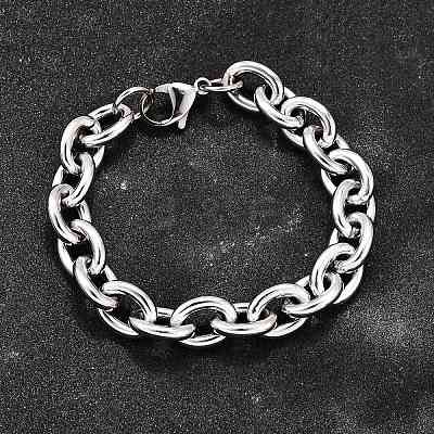 304 Stainless Steel Cable Chain Bracelets for Women BJEW-Q050-01C-P-1