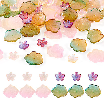 100Pcs 4 Styles Baking Paint Transparent Glass Bead Caps DGLA-TA0001-48-1