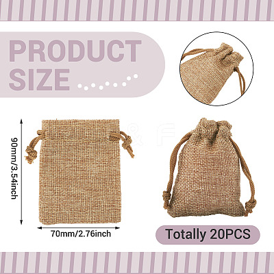 20Pcs Rectangle Polyester Imitation Burlap Packing Pouches Drawstring Bags ABAG-TA0001-95A-1