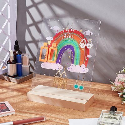Transparent Acrylic Slant Back Earring Display Stands EDIS-WH0035-20B-03-1