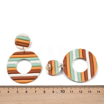 4 Pairs 4 Colors Polymer Clay Donut Dangle Stud Earrings with Iron Pins EJEW-FI0003-02-1