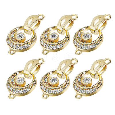 6Pcs Brass Fold Over Clasp with Crystal Rhinestone KK-CA0002-69A-1