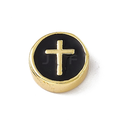 Real 18K Gold Plated Brass Enamel Beads LS-KK-F814-04G-03-1