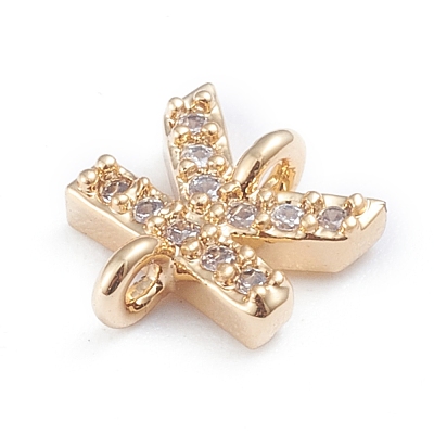 Brass Micro Pave Cubic Zirconia Letter Links ZIRC-I042-16G-K-1