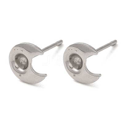 Non-Tarnish Crescent Moon 201 Stainless Steel Stud Earring Findings STAS-Q315-03P-1