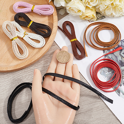 8Pcs 8 Colors Flat PU Leather Cord DIY-GF0009-58-1