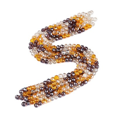 Electroplate Transparent Glass Beads Strands EGLA-Q135-8MM-C09-1