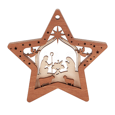 Wood Pendants FIND-WH0162-09-1