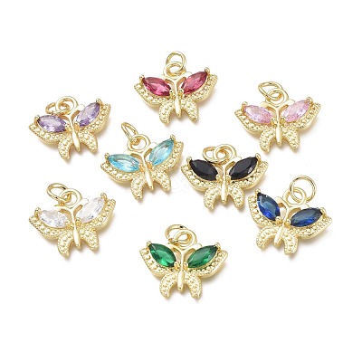 Brass Micro Pave Cubic Zirconia Pendants KK-P188-J-1