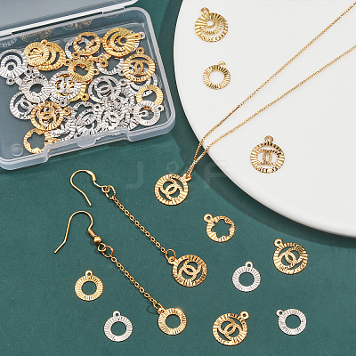 48Pcs 8 Style Rack Plating Brass Pendants KK-CA0002-42-1