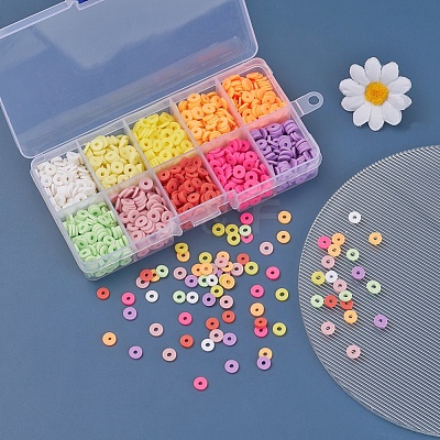 1500Pcs 10 Colors Light Colors Handmade Polymer Clay Beads CLAY-YW0001-37A-1