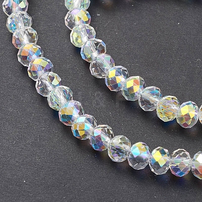 Electroplate Transparent Glass Beads Strands EGLA-K015-07F-1