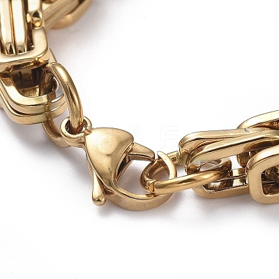 Ion Plating(IP) Unisex 201 Stainless Steel Byzantine Chain Bracelets BJEW-L637-34C-G-1
