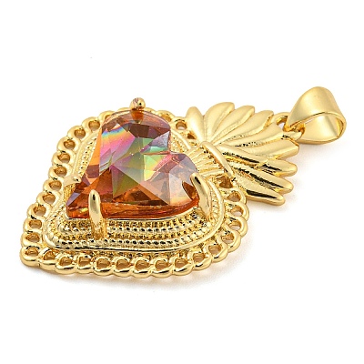 Rack Plating Brass Pendants ZIRC-L100-163G-01-1